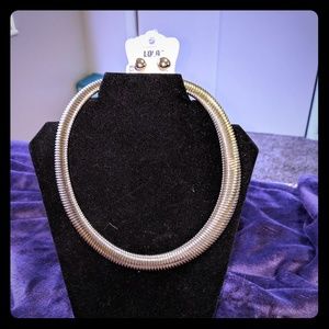 Gold plated Spiral Necklace & Earrings